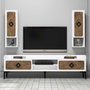 Hanah Home Mueble de TV Samba - Blanco y Nogal